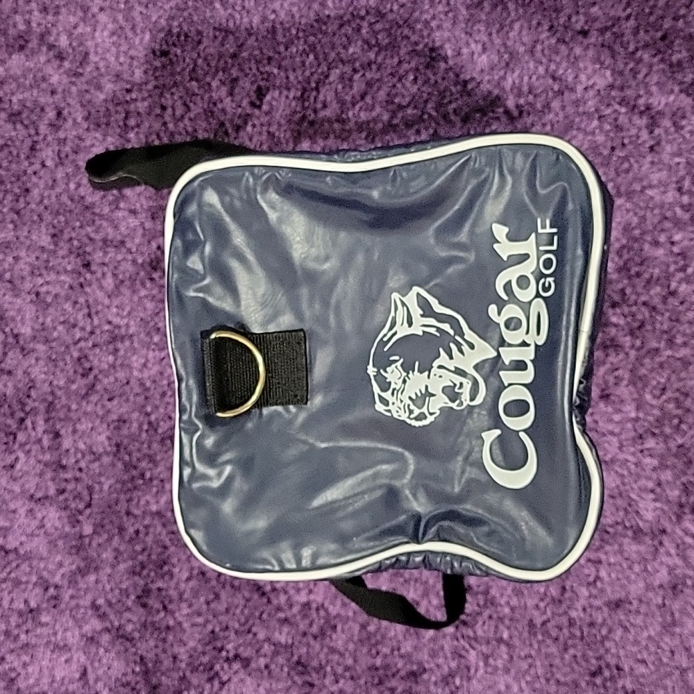 COUGAR GOLF ROGER DUNN GOLF SHOPS DUFFEL BAG. BLUE, WHITE WITH COUGER Pleather ?